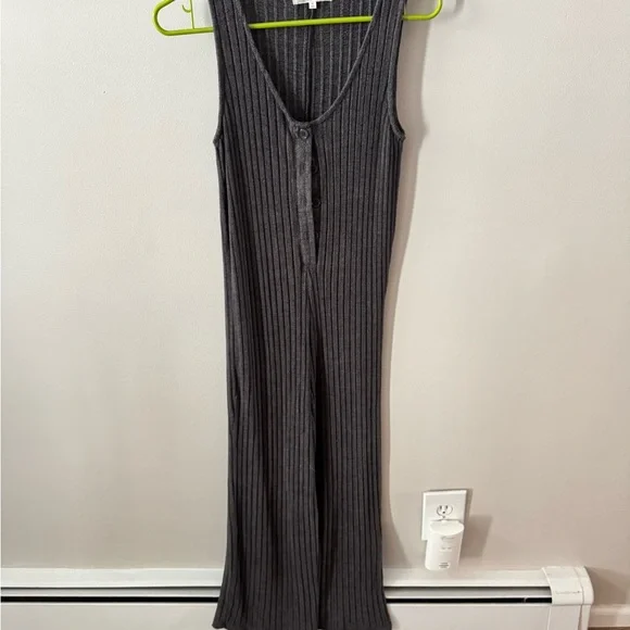 Z Supply Charcoal Ribbed Jumpsuit - Picture 7 of 7